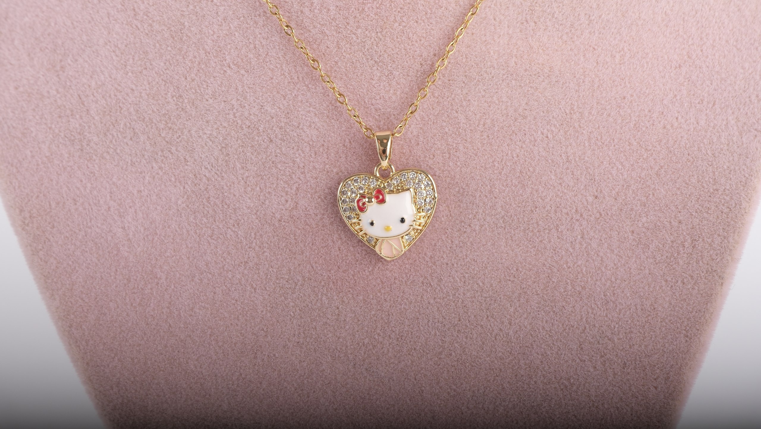 Hello Kitty Kalp Kolye | 14K Altın Kaplama Çelik Takı - Görsel 6
